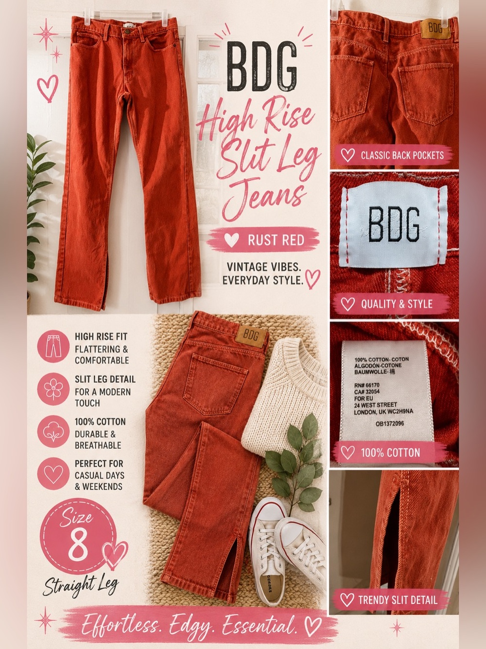 BDG High-Rise Slit Leg Jeans